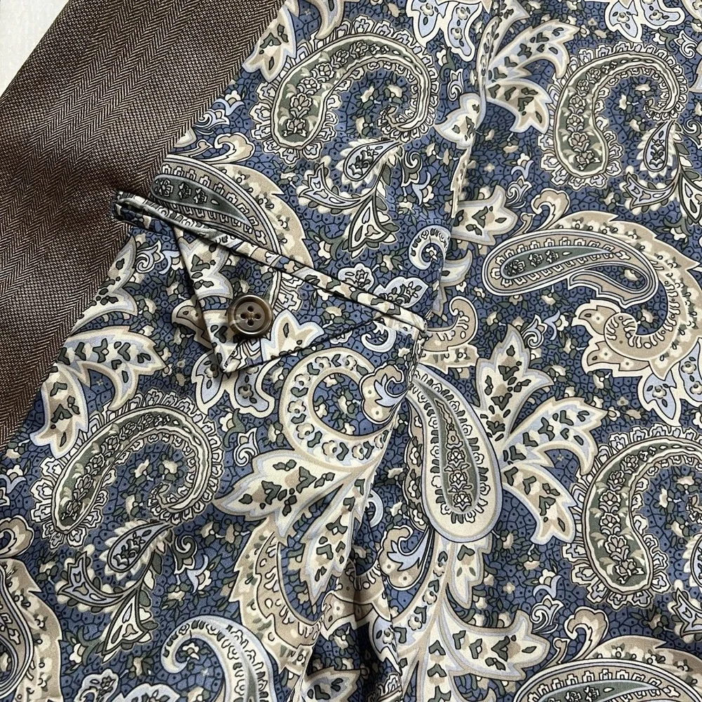 Lauren Ralph Lauren LRL Tan Beige Paisley Lined Blazer Sport Coat Jacket Men 42S